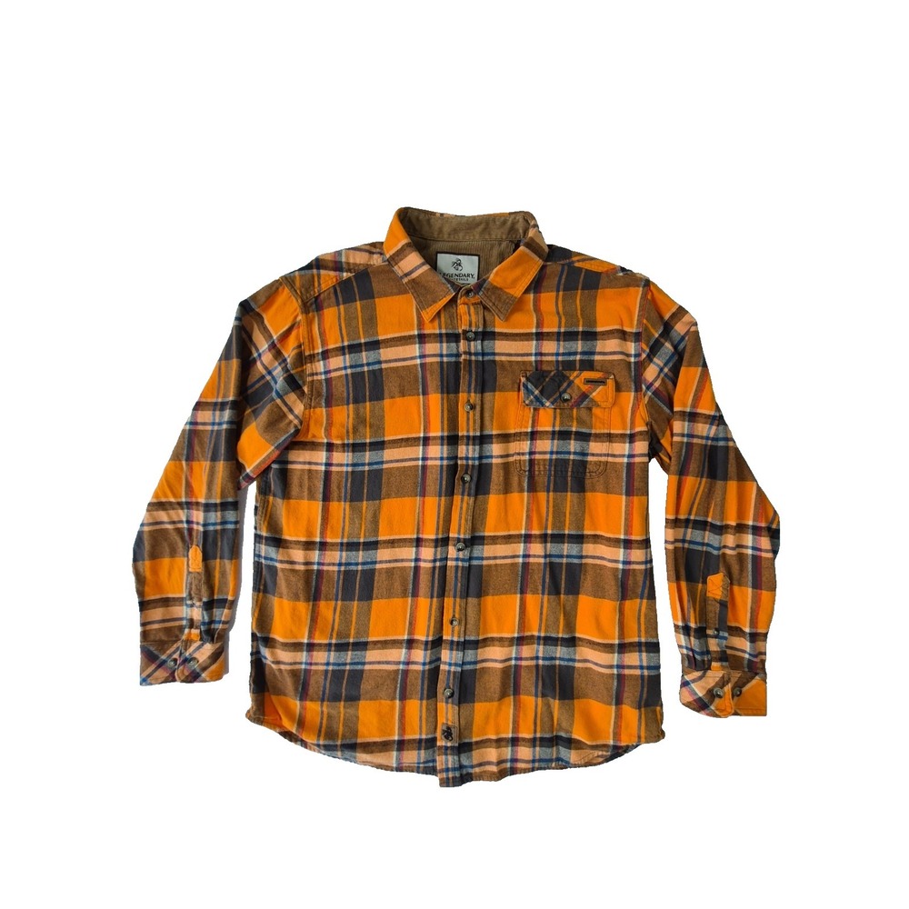 Legendary Whitetails Plaid Flannel Shirt XL Orange Brown Button Up Cotton